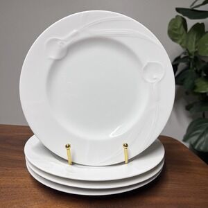 (4) Mikasa Classic Flair White Salad Plates 8" Calla Lily K1991 Helena Uglow